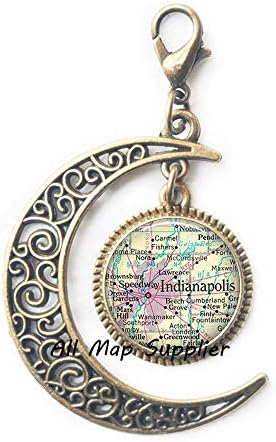 Allmapsupplier модна месечина патент влечење, мапа на Индијанаполис Месечината патент Повлечете, накит за мапи во Индијанаполис, затворач