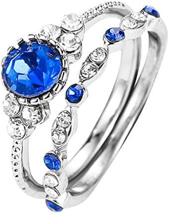 Прстен на ланец прстен женски ангажман 2 парчиња единечен сет на сетови за подароци предлог прстен сребро невеста прстен ретро ангажман