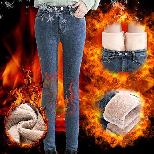 Сикие задебелени панталони Харен плишани фармерки, женски топло лабава висока половината, права женски фармерки, буги фармерки за жени