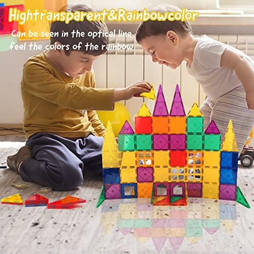 Играчки плочки за магнетни плочки за 3 4 5 6 7 годишни момчиња девојчиња Магнетски блокови згради поставени за мали деца за учење на деца за