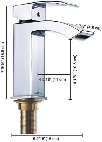 Aquaterior 2,2 gpm модерен хром водопад една дупка тапа за мијалник за мијалник за бања