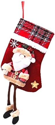 Едги Божиќни украси Божиќни чорапки за приврзоци кукла кукла 3Д постелнина торба долга нога Божиќни чорапи одмори за одмор