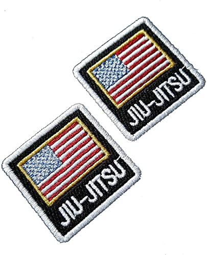 ATM152TX2 JIU JITSU USA Flag везено лепенка железо или шиење кимоно 1,57 × 1,57 во.