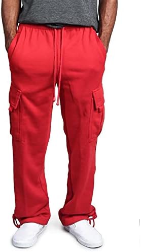 Ymosrh Алтички панталони за мажи за мажи, олабавување на половината со цврста боја џеб панталони лабави спортски панталони