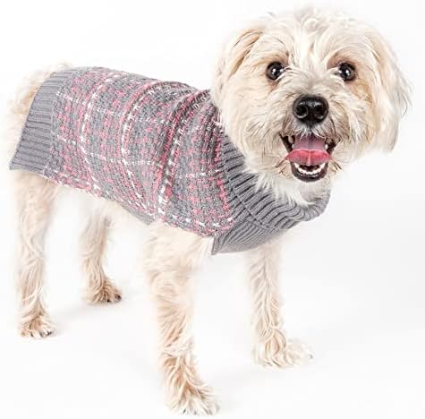 Pet Life Life ® Симфониски статички џемпер за миленичиња - дизајнер тежок кабел плетен џемпер со кучиња со вратот на желка - зимска облека