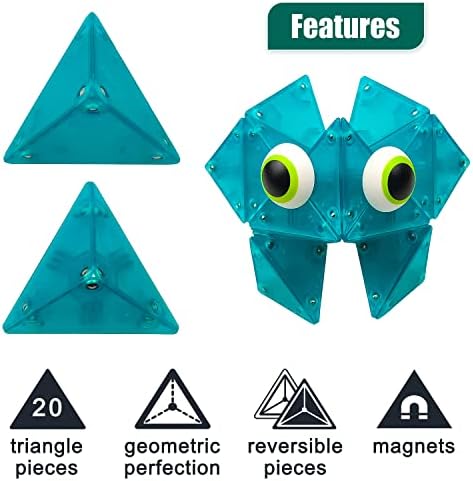 Триаголен магнетско спојување на Luckyrao 22 -парчиња сет - Забавна играчка за деца и возрасни