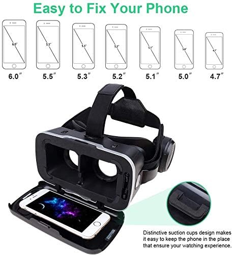Pansonite Vr Слушалки Со Далечински Управувач[Нова Верзија], 3d Очила Виртуелна Реалност Слушалки за VR Игри &засилувач; 3D Филмови,