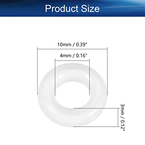 Bettomshin 20 парчиња 4мм ID силиконски рамни мијалници, 10мм ОД 3мм Дебелина на wallидот О-прстен запечатувач за запечатување