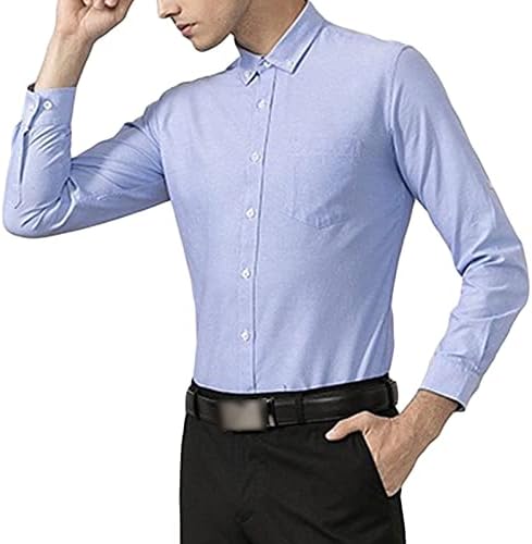 Maiyifu-GJ мажи Обичен кошула за фустани со брчки, редовно вклопување со кошули, цврсти тенок фит долги ракави деловни кошули