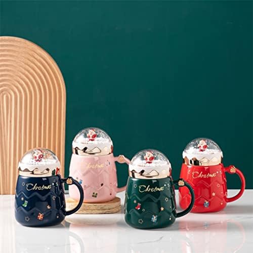 Шолја За Кафе Божиќна кригла двојка керамичка фигурина На Дедо Мраз со капак и лажица канцелариско млеко за домаќинство кафе кригла