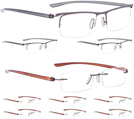 ЛУР 3 Пакува Очила За Читање Со Половина раб + 7 Пакувања Очила За Читање Без Обрач