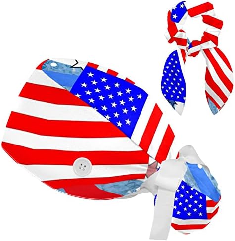 Работно Капаче со Шема на американско Знаме Со Копче Лента За Пот Прилагодливи Капачиња За Вратоврска Со Скрунчи