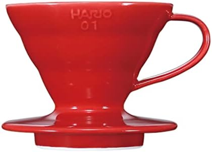 Харио VDCR-01R V60 Транспарентен каша за кафе 01 Керамичко црвено кафе капе за 1-2 чаши