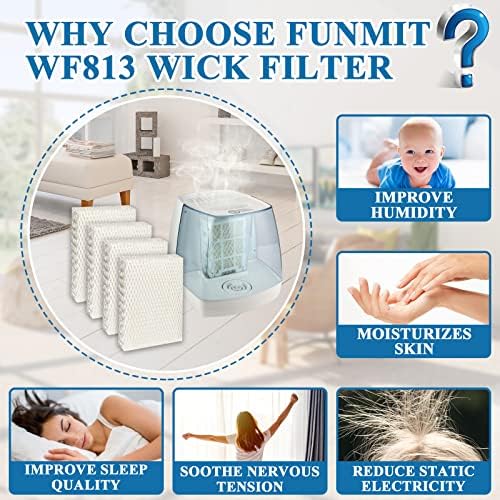 Замена на филтерот за навлажнувач WF813 за еднакви EQWF813 PCWF813 RCM832 RWF813 EQ-2119-UL Cool Humidifiers wick Filters-4 пакет