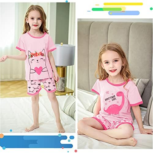 Девојки за девојчиња DDSOL Девојки пижами летни кратки комплети Бебе ПЈС за спиење за спиење деца памучни џеми