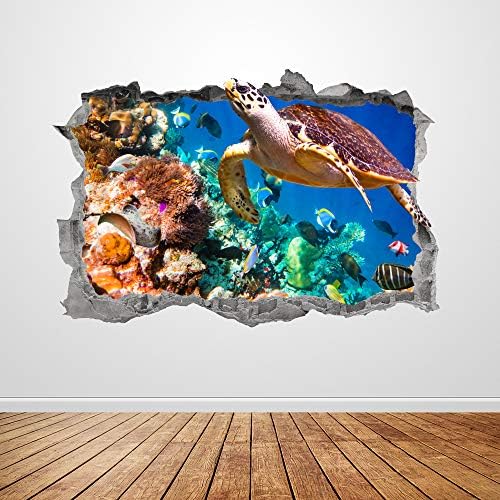 Под морскиот wallид Декл уметност разби 3Д графичка морска желка налепница за животински wallид постер детска соба декор подарок