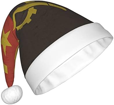 Ретро Ангола Знаме Смешни Возрасни Кадифен Дедо Мраз Шапка Божиќ Шапка за Жени &засилувач; Мажите Божиќ Празник Шапка