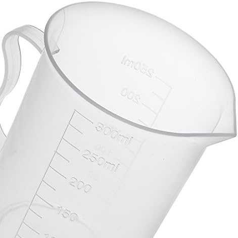 Купа за мерење Uxcell 250 ml PP пластика дипломирана чаша транспарентен со рачка за лабораториски кујнски течности 4 парчиња