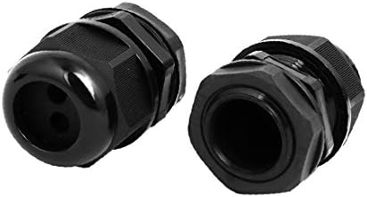 X-Gree M25 6mm 2 дупки Кабелски жлезди за конектор за конектор за конектори црни 10 парчиња (M25 6mm 2 Agujeros кабелска жлезда
