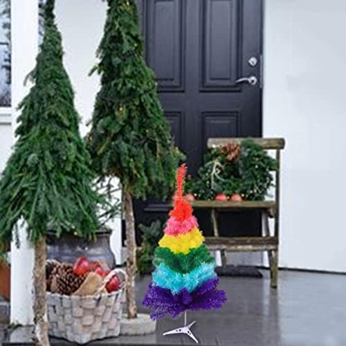 24 /60см мини новогодишна елка, 2 -ти креативно виножито мини вештачко новогодишно дрво, совршена Божиќна декорација за школа за домашни