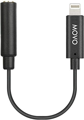 Movo IMA -1 Femaleенски 3,5 mm TRRS микрофон адаптер кабел до молња конектор Dongle компатибилен со Apple iPhone, iPad паметни телефони
