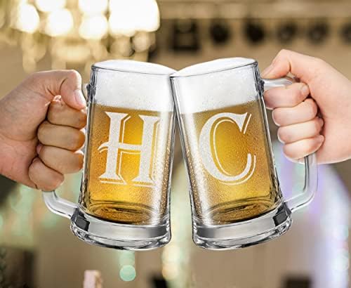 Теамор Персонализирани Чаши За Пиво Додадете Го Вашиот Монограм Свадба Роденден Годишнина Подарок За Загревање На Куќата Врежано Пиво