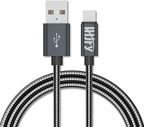 LHJRY USB Type C кабел, [6,6ft 2 пакет] Метал плетенка неупотреблив доказ за џвакање 3A Брзо полнење со кабел за брзо полнење за Samsung