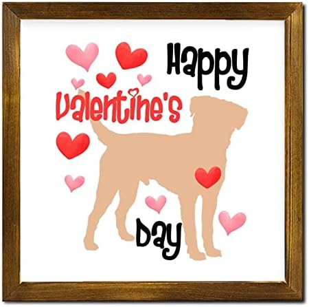 Среќен знак за домашно милениче за кучиња на вineубените со дрвена рамка в Valentубена црвено срце куче силуета рамка знаци, кучиња