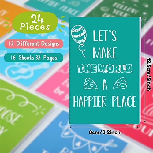 Зонон 24 парчиња мини шарени тетратки, смешни мотивациони списанија Бележни инспиративни белешки Мал џебна тетратка за деца наставници