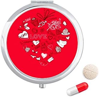 Денот На вљубените Црвено Бело Срце Пилула Случај Џеб Медицина Кутија За Складирање Контејнер Диспензерот