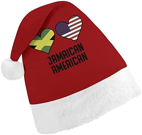 Јамајканско Американско Срце Знамиња Божиќна Капа Персонализирана Капа На Дедо Мраз Смешни Божиќни Украси