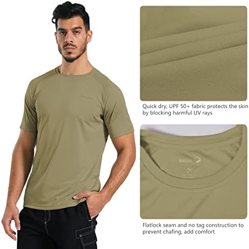 Baleaf Men's UPF 50+ кошули со кратки ракави за кратки ракави, лесна заштита од сонце SPF маици за риболов пешачење трчање