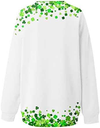 Ден на жените Св. Патрик, џемпер џемпер џемпер, џемпер кошули на вратот Детелина графички долг ракав преголем врв на врвот
