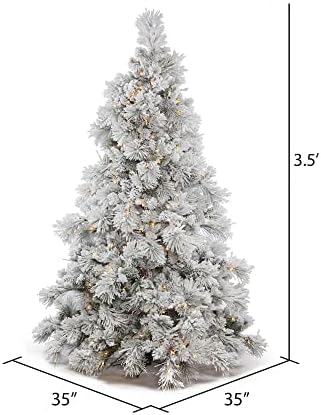 Викерман 3,5 'се собра вештачка елка на Алберта, топли бели LED светла - Снег покриено Фаукс дрво - Сезонски затворен украс