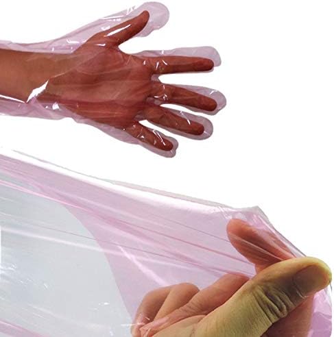 Youu uoyu за еднократна употреба меки пластични нараквици со долги рака на рака на ракавица за вештачко оплодување ， 10 компјутери розови