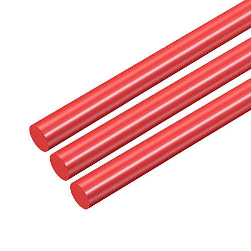 Uxcell 3pcs пластична тркалезна шипка 5/16 инчи дијаа 20 инчен црвен полиоксиметиленски шипки Инженеринг пластични кружни шипки