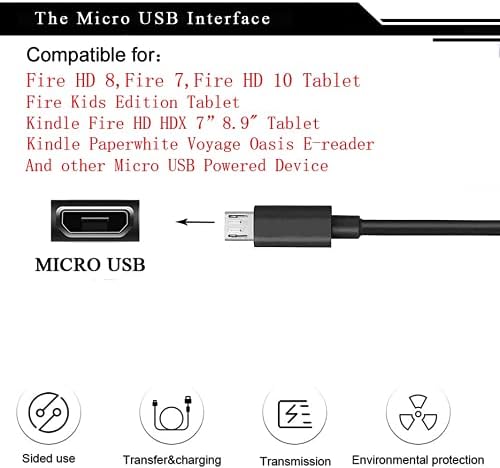 Брз Полнач, Микро-USB Полначи 6.6 Ft Компатибилен ЗА HD 7 HD 8 10 Таблет, Детско Издание, HD HDX 7 8.9