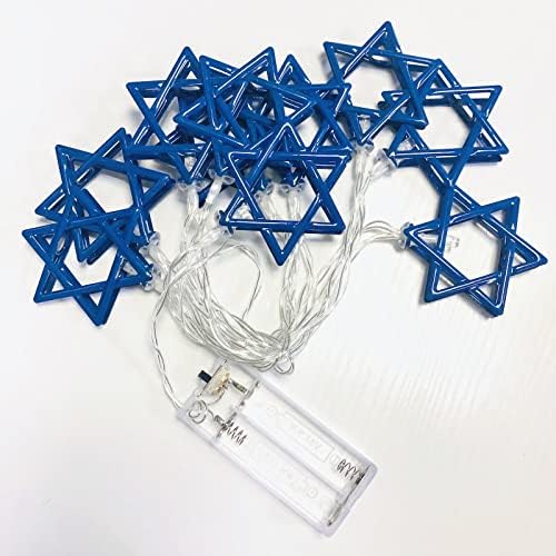 Hanukkah Decoration String Lights Blue Lanterns Star of David Fail String Lights Батерија оперирана за Чануках затворен Рамадан