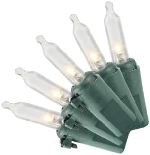 100 Божиќни светла на трепкање | LED чисти бели светла за новогодишни елки со зелена жица - Божиќни светла на отворено | Стринг светла за празнични