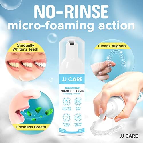 Чистач за чистење на Jеј Care Care [Пакет од 2] 80ml, чистач на Invisalign, чиста чистач за задржување на лимон, чистач за заби, заби за заби