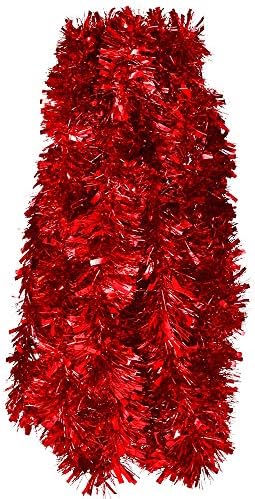 Црвена Божиќна Ламба Венец Метални Стримери Роденден Прославете Празник Новогодишна Забава Внатрешни И Надворешни Украси За Ламба, 19 Стапки