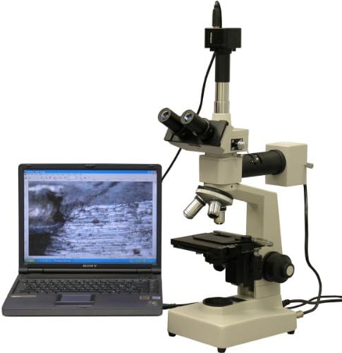 Amscope ME300TZA-5m Дигитален Епископски Тринокуларен Металуршки Микроскоп, Wf10x И WF16x Окулари, 40x-1600x Зголемување, 20w