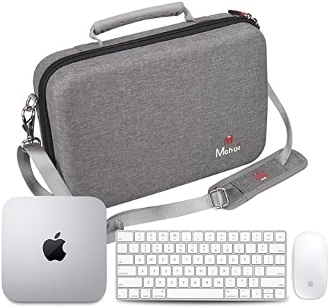 MCHOI ShockProof Case Case со прилагодливи ленти за рамо, за Apple Mac Mini M1, Apple Magic Keybort & Magic Mouse, само случај