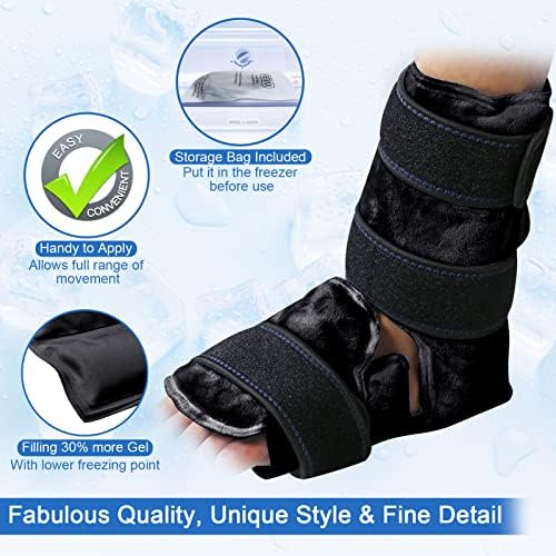 Ретро -стапало на глуждот на глуждот и XL Shin Splint Ice Pack за повреди, гел мраз пакет за олеснување на болката во глуждот, плантарна фасцитис
