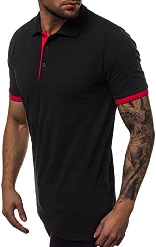 Ubst Mens Polo кошули, блок -блок крпеница предна плоча Henley копче за копче лето тенок фит деловни обични кошули