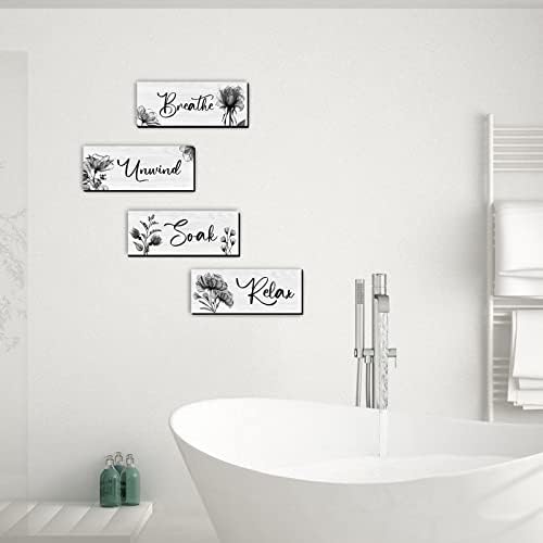 4 парчиња бања wallидна уметност рустикална фарма куќа бања wallид декор знак опуштете се натопете од премотувањето дрво виси знак за домашно