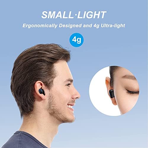 Дожд Јунуо Безжични Слушалки,Bluetooth 5.0 Слушалки, IPX5 Водоотпорен Во Ушен Допир, Слушалки Кои Траат 8 Часа, Со Вграден Микрофон Телефон/Андроид/iOS,
