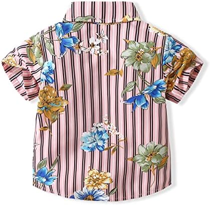 Бебе момчиња Обични цртани филмови за печатење со копче надолу со тенки врвови со кратки ракави Алоха Хавајска кошула