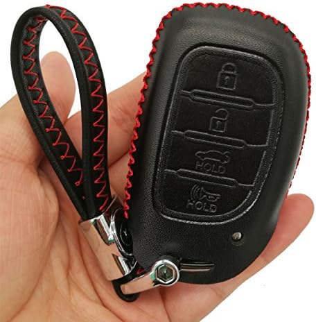 Алегенден рака Шие кожа 4 копчиња Паметен клуч ФОБ Случав за торбички Заштитник на јакна за година 2017 2018 Hyundai Tucson