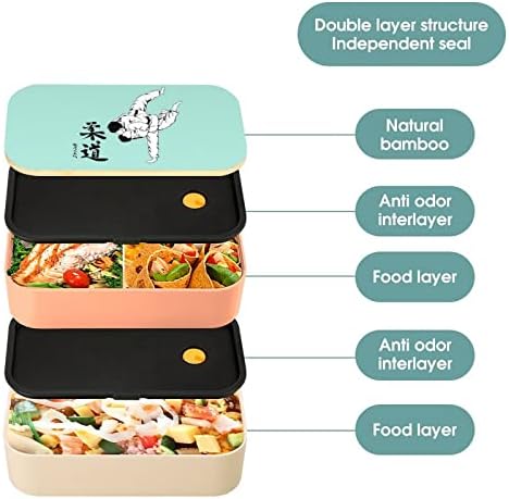 Јапонски Џудо Бенто Ручек Кутија Истекување-Доказ Бенто Кутија Контејнери За Храна со 2 Прегради За Работа Во Канцеларија Пикник